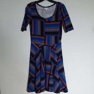 LuLaRoe Nicole Dress Vibrant Multicolor M